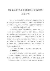 xx分公司特色企业文化建设经验交流材料（集团公司）