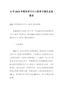 公司2023年理论学习中心组学习情况总结报告