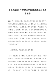 县医院2023年党建及党风廉政建设工作总结报告