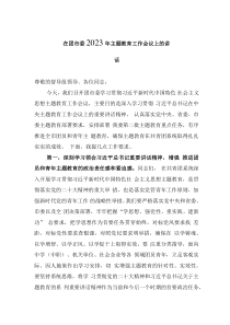 在团市委2023年主题教育工作会议上的讲话