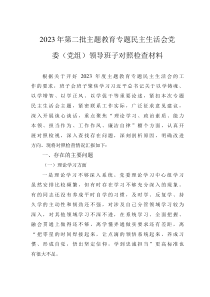 2023年第二批主题教育专题民主生活会党委（党组）领导班子对照检查材料