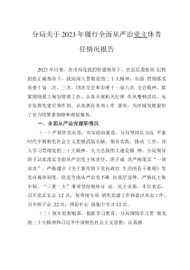 分局关于2023年履行全面从严治党主体责任情况报告