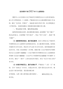 党员领导干部2023年个人述职报告