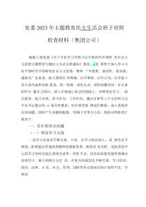 党委2023年主题教育民主生活会班子对照检查材料（集团公司）