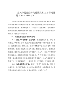 宝鸡市民营经济高质量发展三年行动计划（2022-2024年）