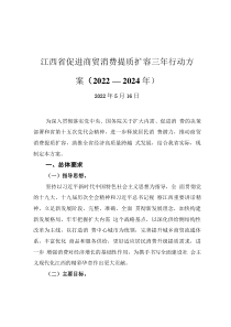 江西省促进商贸消费提质扩容三年行动方案（2022－2024年）（20220516）