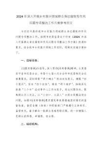 2024年深入开展乡村振兴领域群众身边作风问题专项整治工作方案参考范文