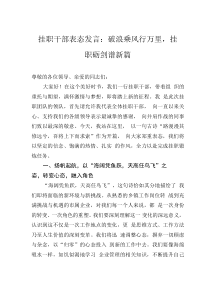 挂职干部表态发言：破浪乘风行万里，挂职砺剑谱新篇