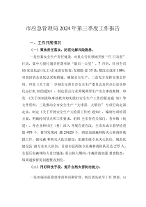 市应急管理局2024年第三季度工作报告
