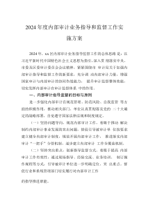 2024年度内部审计业务指导和监督工作实施方案