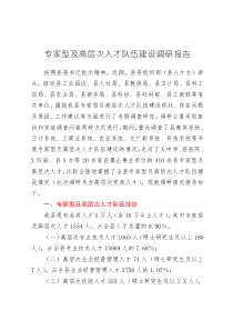 专家型及高层次人才队伍建设调研报告