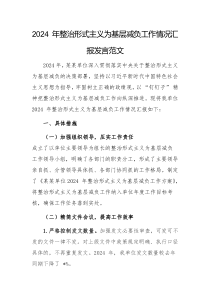 2024 年整治形式主义为基层减负工作情况汇报发言范文