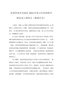 往届毕业生代表在2024年实习生培训班开班仪式上的发言（集团公司）