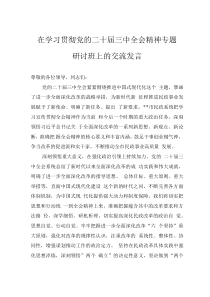 在学习贯彻党的二十届三中全会精神专题研讨班上的交流发言