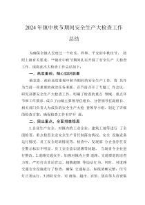 2024年镇中秋节期间安全生产大检查工作总结