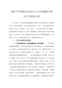 2024年开展群众身边不正之风问题集中整治工作情况汇报