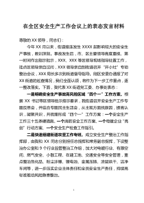 在全区安全生产工作会议上的表态发言材料