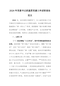 2024年党委书记抓基层党建工作述职报告范文