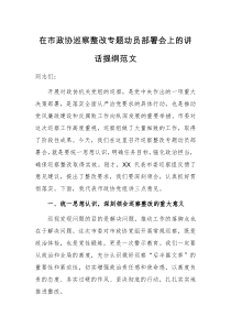 2024年巡察整改专题动员部署会上的讲话提纲范文