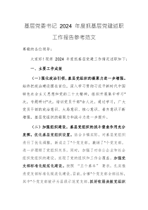 基层党委书记 2024 年度抓基层党建述职工作报告参考范文