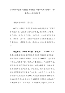 在2024年全市“招商引资拼经济·统一战线在行动”工作推进会上的汇报发言