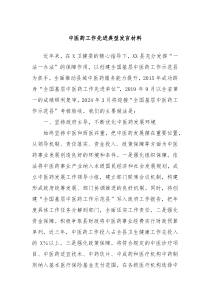 中医药工作先进典型发言材料