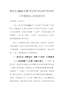 领导干部在2024年镇“河长制”“林长制”“田长制”工作推进会上的讲话范文