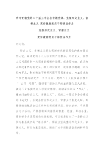 学习贯彻党的二十届三中全会专题党课：克服形式主义、官僚主义 更好激励党员干部担当作为