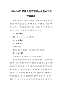 2024-2025年度党员干部民主生活会工作方案参考