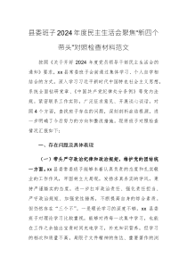 县委班子2024年度民主生活会聚焦“新四个带头”对照检查材料范文