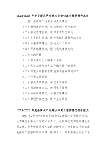 2024-2025 年度全面从严治党主体责任落实情况报告范文