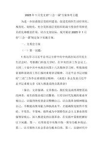 2025年1月党支部“三会一课”方案参考主题