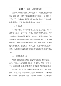 2025年一支部一品牌创建方案