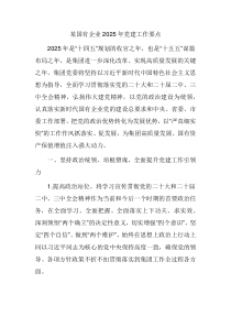 某国有企业2025年党建工作要点