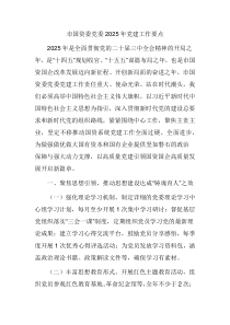 市国资委党委2025年党建工作要点