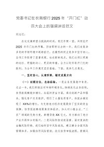党委书记在农商银行2025年“开门红”动员大会上的强调讲话范文