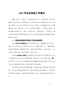 2025年全区民政工作要点