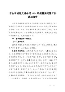 农业农村局党组书记2024年抓基层党建工作述职报告