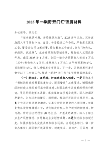 2025年一季度“开门红”发言材料