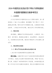 2024年度民主生活会“四个带头”对照检查材料查摆问题整改方案参考范文
