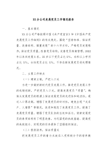 XX分公司发展党员工作情况报告
