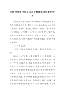 2024年度领导干部民主生活会乡镇副镇长对照检查发言材料