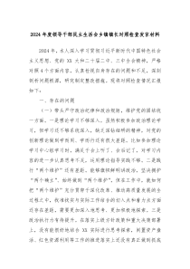 2024年度领导干部民主生活会乡镇镇长对照检查发言材料
