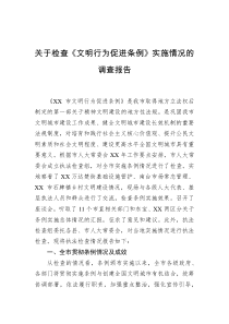 关于检查《文明行为促进条例》实施情况的调查报告