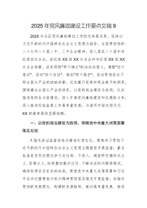 2025年党风廉政建设工作要点文稿9