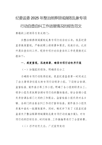 纪委监委2025年整治殡葬领域腐败乱象专项行动自查自纠工作进展情况的报告范文