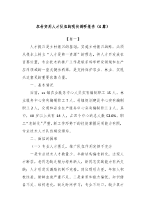 (6篇)农村实用人才队伍的现状调研报告