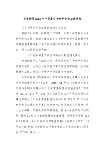 区审计局2025年一季度公平竞争审查工作总结