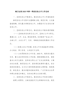 镇卫生院2025年第一季度信息公开工作总结