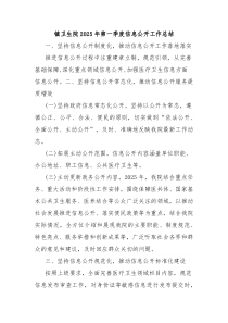 镇卫生院2025年第一季度信息公开工作总结